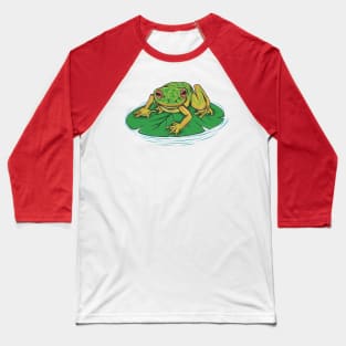 frog on leaf in water Baseball T-Shirt